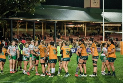010825 - Australia Women v Wales Women - Players shake  hands at the end of the match