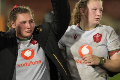 010825 - Australia Women v Wales Women - Gwenllian Pyrs of Wales and Alaw Pyrs of Wales at the end of the match