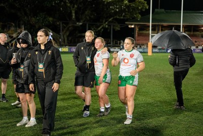 010825 - Australia Women v Wales Women - Tilly Vucaj of Wales and Molly Reardon of Wales at the end of the match