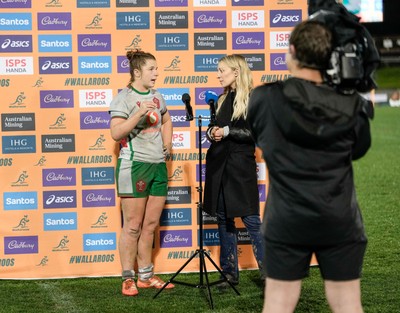 010825 - Australia Women v Wales Women - Kate Williams of Wales speaks to S4C at the end of the match