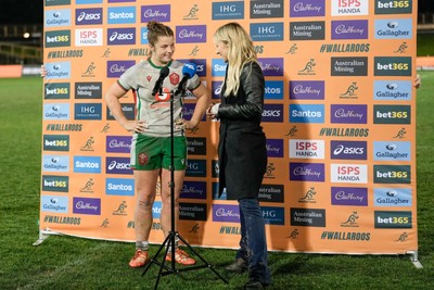 010825 - Australia Women v Wales Women - Kate Williams of Wales speaks to S4C at the end of the match