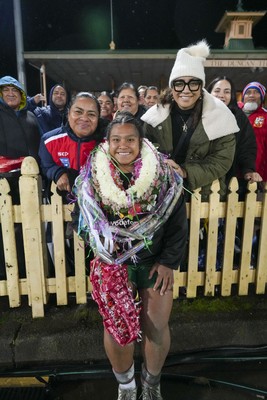 010825 - Australia Women v Wales Women - Sisilia Tuipulotu of Wales with supporters at the end of the match
