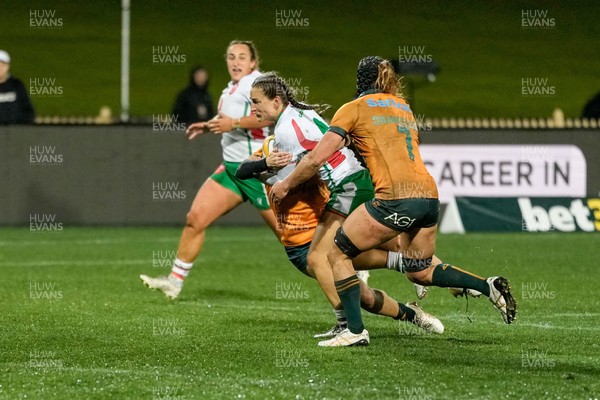 010825 - Australia Women v Wales Women - Jaz Joyce crashes over for Wales opnening try