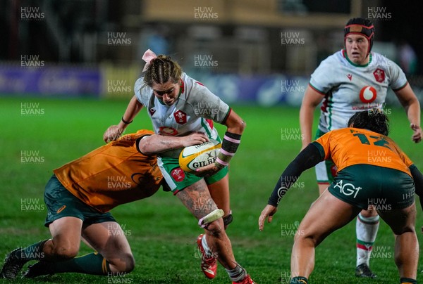 010825 - Australia Women v Wales Women - Georgia Evans of Wales charges forward