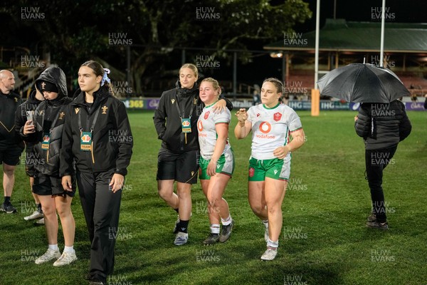 010825 - Australia Women v Wales Women - Tilly Vucaj of Wales and Molly Reardon of Wales at the end of the match