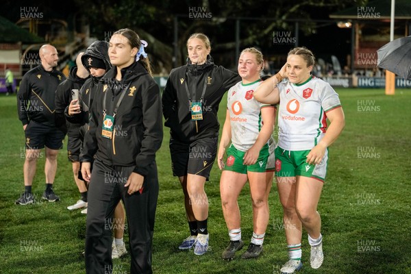 010825 - Australia Women v Wales Women - Bryonie King of Wales, Tilly Vucaj of Wales, Molly Reardon of Wales and Jenni Scoble of Wales at the end of the match