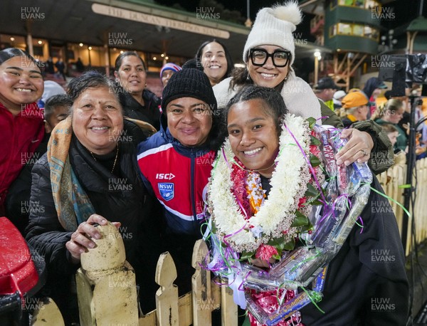 010825 - Australia Women v Wales Women - Sisilia Tuipulotu of Wales with supporters at the end of the match