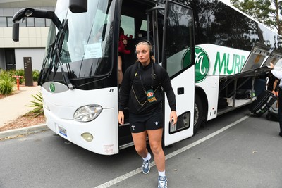 260725 - Australia Women v Wales Women - Tilly Vucaj of Wales arrives at the ground