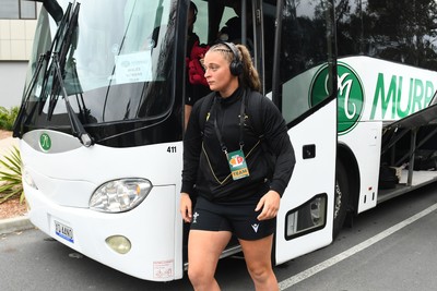 260725 - Australia Women v Wales Women - Tilly Vucaj of Wales arrives at the ground