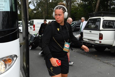 260725 - Australia Women v Wales Women - Katherine Baverstock of Wales arrives at the ground