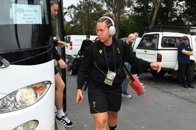 260725 - Australia Women v Wales Women - Katherine Baverstock of Wales arrives at the ground