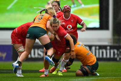 260725 - Australia Women v Wales Women - Alex Callender of Wales charges forward