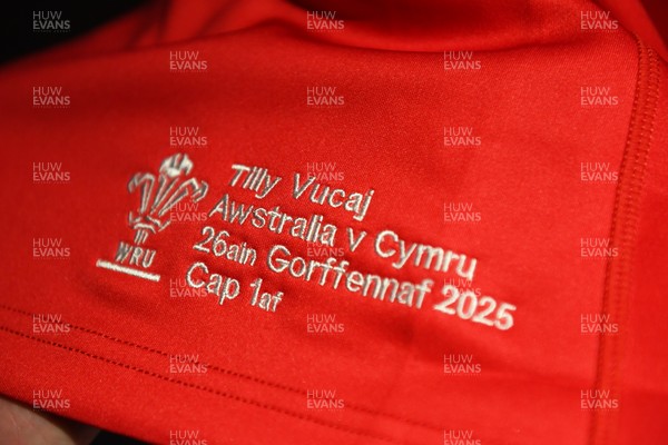 260725 - Australia Women v Wales Women - Tilly Vucaj of Wales match shirt