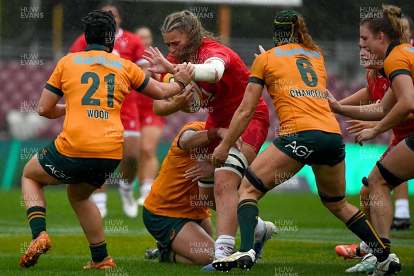 260725 - Australia Women v Wales Women - Tilly Vucaj of Wales charges forward