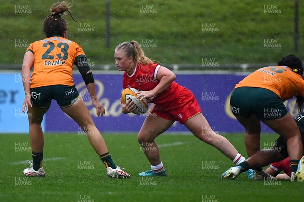 260725 - Australia Women v Wales Women - Seren Lockwood of Wales breaks 