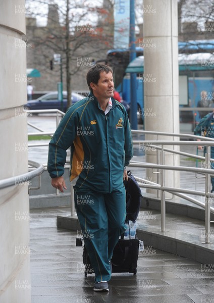 22.11.09 - Australia Rugby Team Arrive in Cardiff - Australia head coach Robbie Deans arrives at his teams hotel in Cardiff. 