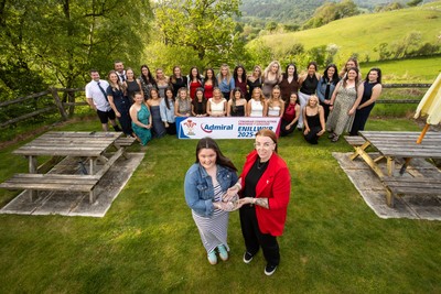 220526 - WRU National League North Wales Trophy Presentation - Bala RFC Women - Captain Beca Roberts is presented the trophy by Sian Jenkins
