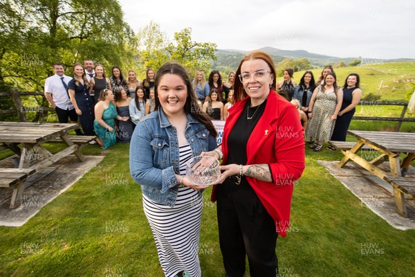 220526 - WRU National League North Wales Trophy Presentation - Bala RFC Women - Captain Beca Roberts is presented the trophy by Sian Jenkins
