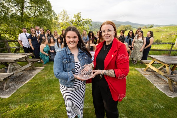 220526 - WRU National League North Wales Trophy Presentation - Bala RFC Women - Captain Beca Roberts is presented the trophy by Sian Jenkins