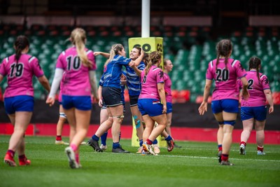 180426 - Bala v Machynlleth - WRU Women's National Bowl - Gwenllian Mason of Machynlleth celebrates her try
