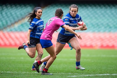 180426 - Bala v Machynlleth - WRU Women's National Bowl - Fflur Jones of Machynlleth takes on Sioned Evans of Bala