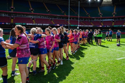 180426 - Bala v Machynlleth - WRU Women's National Bowl - Players shake hands after the match
