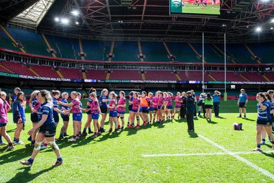 180426 - Bala v Machynlleth - WRU Women's National Bowl - Players shake hands after the match