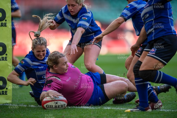 180426 - Bala v Machynlleth - WRU Women's National Bowl - Sara Jones of Bala scores try