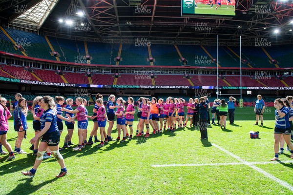 180426 - Bala v Machynlleth - WRU Women's National Bowl - Players shake hands after the match