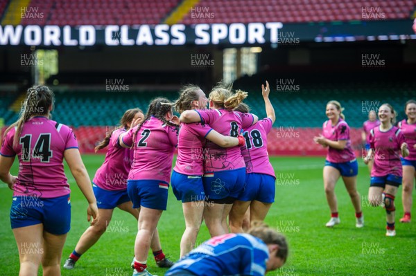 180426 - Bala v Machynlleth - WRU Women's National Bowl - Bala players celebrate