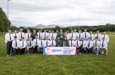 300526 - Admiral National League 3 North West League Presentation Bangor RFC - Captain Calvin Williams lifts the trophy alongside his team mates