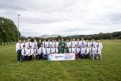 300526 - Admiral National League 3 North West League Presentation Bangor RFC - Captain Calvin Williams lifts the trophy alongside his team mates