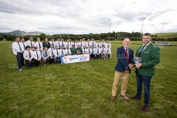 300526 - Admiral National League 3 North West League Presentation Bangor RFC - Alun Roberts, WRU North Wales representative presents Captain Calvin Williams with the trophy