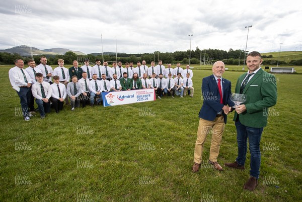 300526 - Admiral National League 3 North West League Presentation Bangor RFC - Alun Roberts, WRU North Wales representative presents Captain Calvin Williams with the trophy