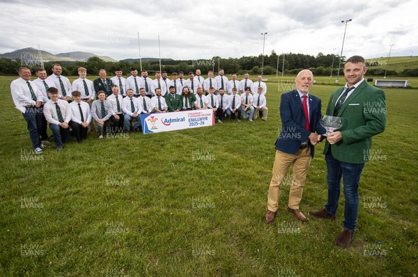 300526 - Admiral National League 3 North West League Presentation Bangor RFC - Alun Roberts, WRU North Wales representative presents Captain Calvin Williams with the trophy
