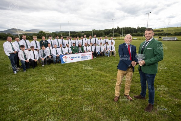 300526 - Admiral National League 3 North West League Presentation Bangor RFC - Alun Roberts, WRU North Wales representative presents Captain Calvin Williams with the trophy