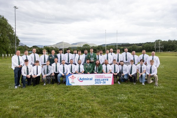 300526 - Admiral National League 3 North West League Presentation Bangor RFC - Captain Calvin Williams lifts the trophy alongside his team mates