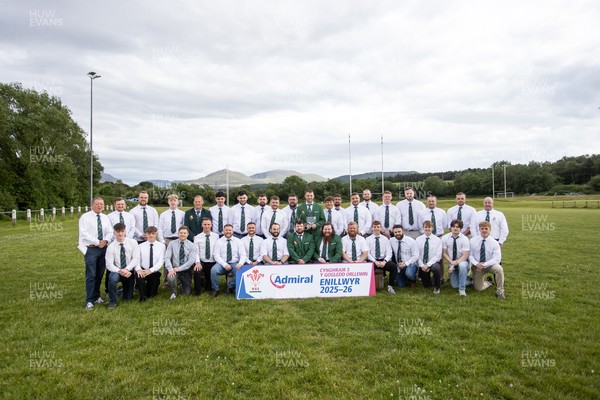 300526 - Admiral National League 3 North West League Presentation Bangor RFC - Captain Calvin Williams lifts the trophy alongside his team mates