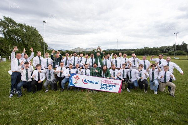 300526 - Admiral National League 3 North West League Presentation Bangor RFC - Captain Calvin Williams lifts the trophy alongside his team mates