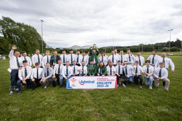 300526 - Admiral National League 3 North West League Presentation Bangor RFC - Captain Calvin Williams lifts the trophy alongside his team mates