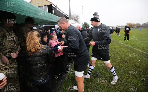 271119 - Barbarians Rugby Training Session, Penarth RFC - Barbarians players sign autographs and pose for photographs with local schoolchildren after the Barbarians training session at Penarth RFC ahead of their match against Wales