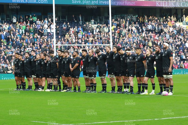 131122 - Barbarians v New Zealand XV - The Killik Cup - Players of New Zealand XV line up for the anthems
