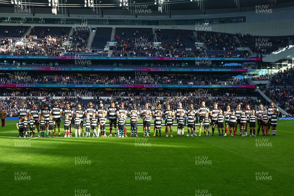 131122 - Barbarians v New Zealand XV - The Killik Cup - Players of Barbarians line up for a minutes silence
