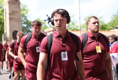 270626 - Barbarians v Wales - Friendly - Tom Rogers of Wales arrives at the stadium