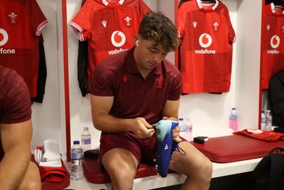 270626 - Barbarians v Wales - Friendly - Dan Edwards of Wales in the dressing room before the game