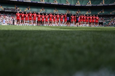 270626 - Barbarians v Wales - Friendly - Wales during the anthem