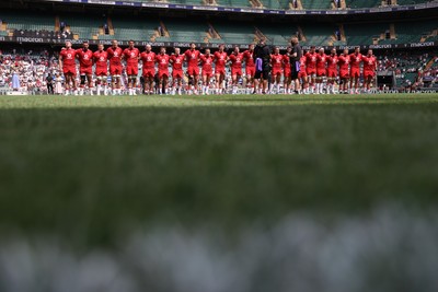 270626 - Barbarians v Wales - Friendly - Wales during the anthem