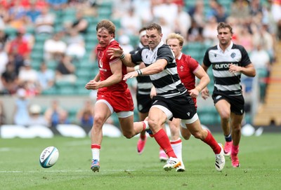 270626 - Barbarians v Wales - Friendly - Ellis Mee of Wales and George North of Barbarians 
