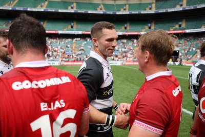 270626 - Barbarians v Wales - Friendly - George North of Barbarians and Jac Morgan of Wales 