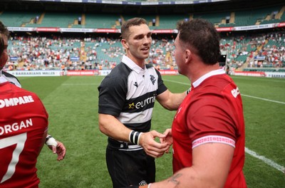 270626 - Barbarians v Wales - Friendly - George North of Barbarians and Ben Warren of Wales 
